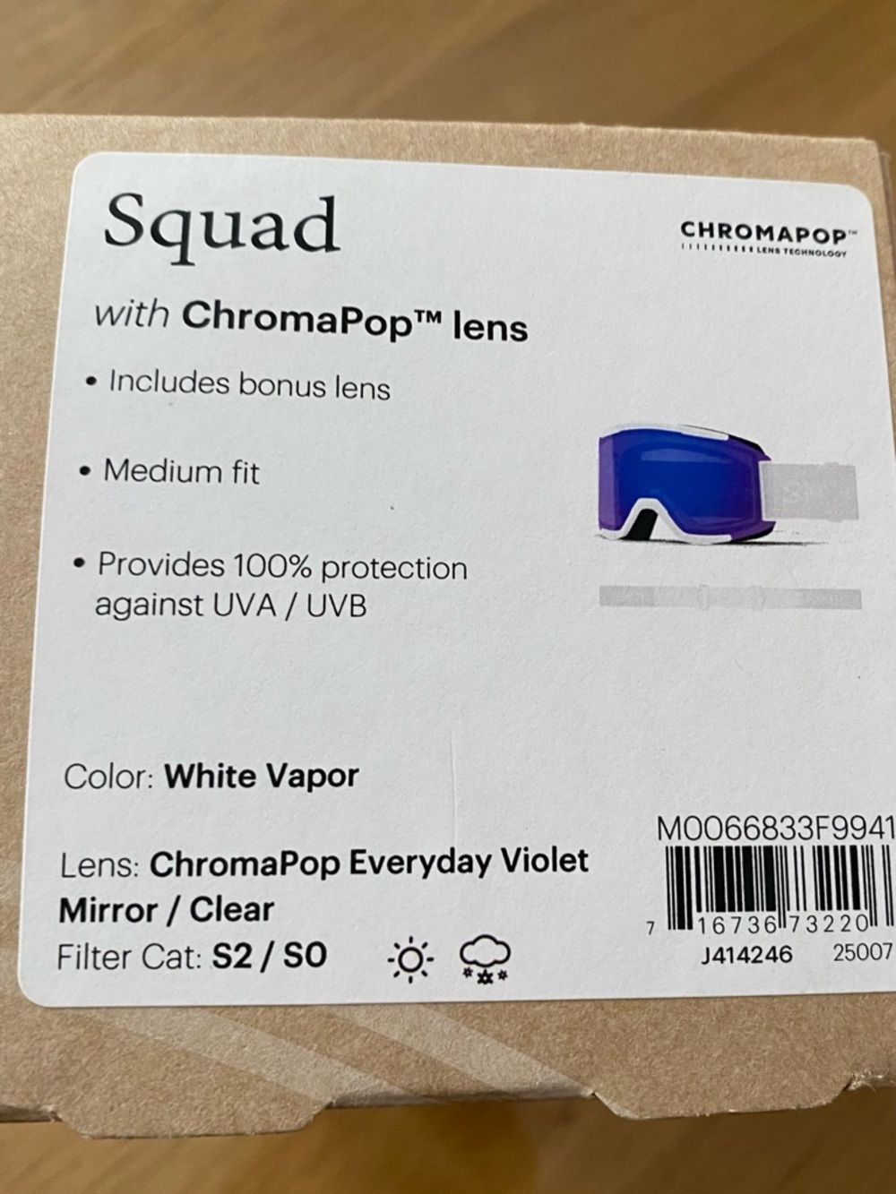SMITH | Goggles | Squad w/ChromaPop Lens | White Vapor | Medium | Unisex - Picture 11 of 11